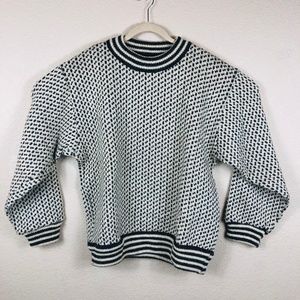 L.L. Bean Grey Cream Wool Sweater Size: L